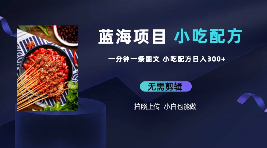 图片[2]-（6413期）蓝海项目一分钟一条图文作品-日入300+小吃配方项目（附 684G小吃配方）-生财有道
