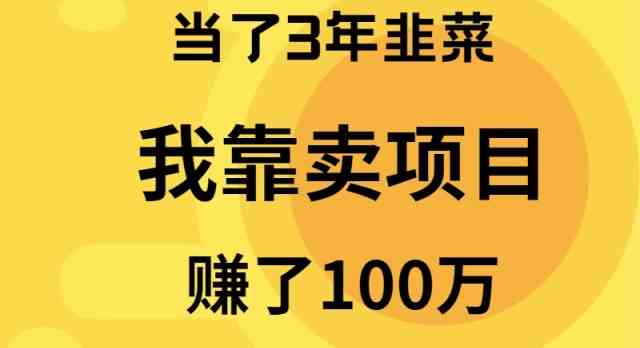 （9100期）当了3年韭菜，我靠卖项目赚了100万
