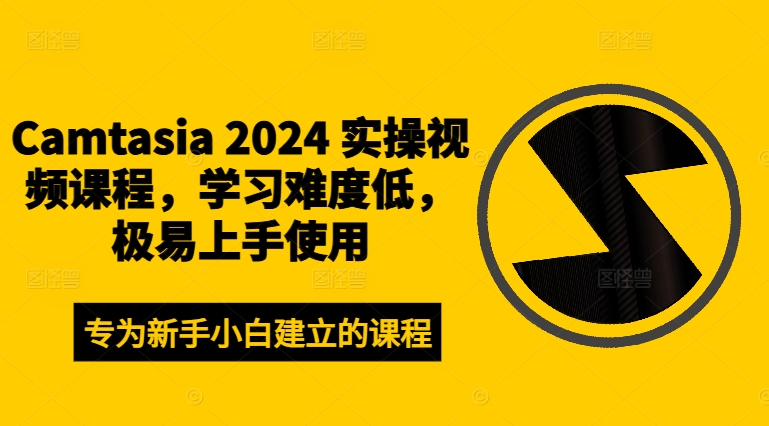 Camtasia 2024 实操视频课程，学习难度低，极易上手使用——生财有道创业网