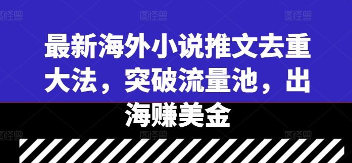 最新海外小说推文去重大法，突破流量池，出海赚美金——生财有道创业网