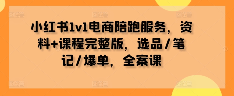 小红书1v1电商陪跑服务，资料+课程完整版，选品/笔记/爆单，全案课——生财有道创业网
