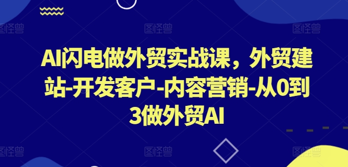 AI闪电做外贸实战课，​外贸建站-开发客户-内容营销-从0到3做外贸AI（更新）——生财有道创业网