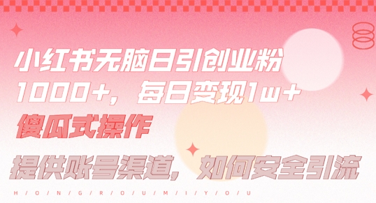 小红书无脑每日引流创业粉500+，小白每天只花半小时，躺赚长尾收益【揭秘】——生财有道创业网