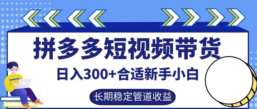 拼多多短视频带货日入300+有长期稳定被动收益，合适新手小白【揭秘】——生财有道创业网