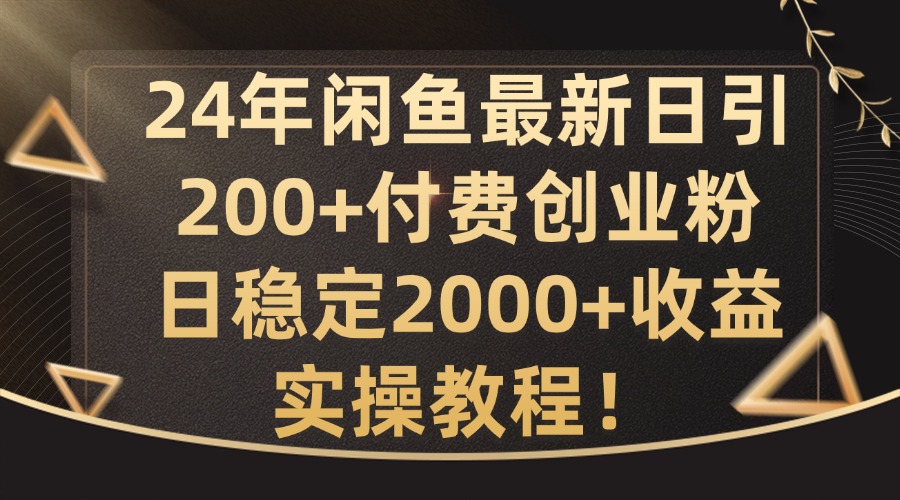 24年闲鱼最新日引200+付费创业粉日稳2000+收益，实操教程【揭秘】——生财有道创业网