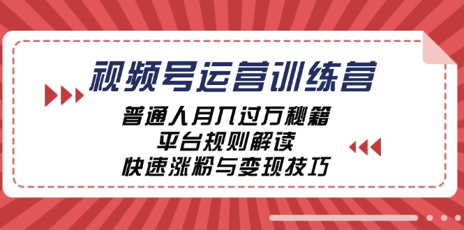 （12722期）视频号运营训练营：普通人月入过万秘籍，平台规则解读，快速涨粉与变现…_生财有道创业网