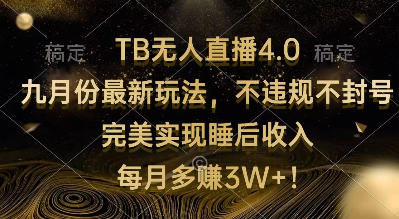 （12513期）TB无人直播4.0九月份最新玩法 不违规不封号 完美实现睡后收入 每月多赚3W+_生财有道创业网