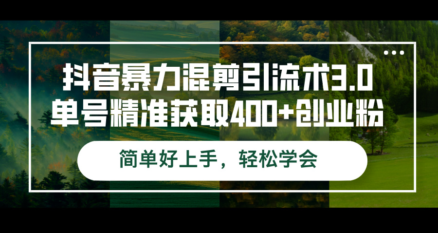 （12630期）抖音暴力混剪引流术3.0单号精准获取400+创业粉简单好上手，轻松学会_生财有道创业网