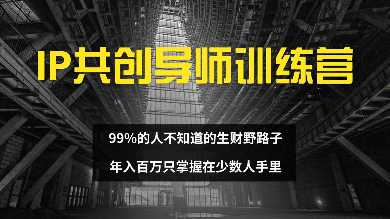 （12504期）IP共创导师训练营 99%的人不知道的生财野路子 只掌握在少数人手里_生财有道创业网