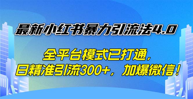 （12505期）最新小红书暴力引流法4.0， 全平台模式已打通，日精准引流300+，加爆微…_生财有道创业网