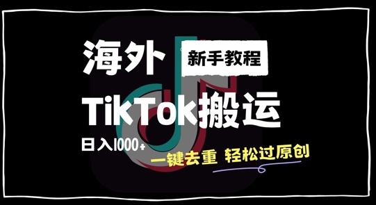 2024最新海外TikTok搬运玩法，一键去重轻松过原创，新手无经验也能日入1k【揭秘】——生财有道创业项目网