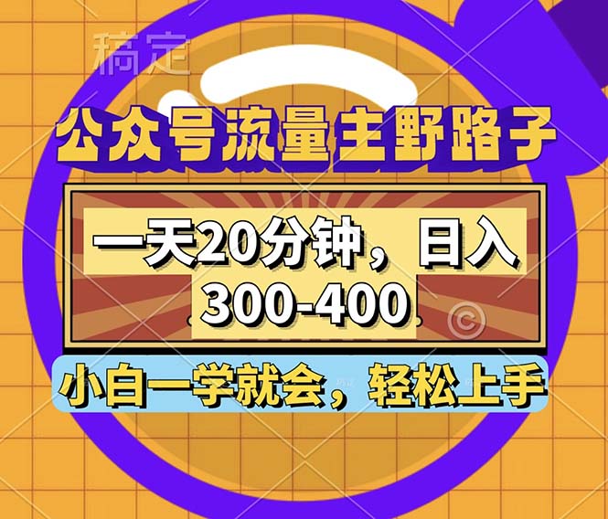 （12866期）公众号流量主野路子玩法，一天20分钟，日入300~400，小白一学就会_生财有道创业项目网