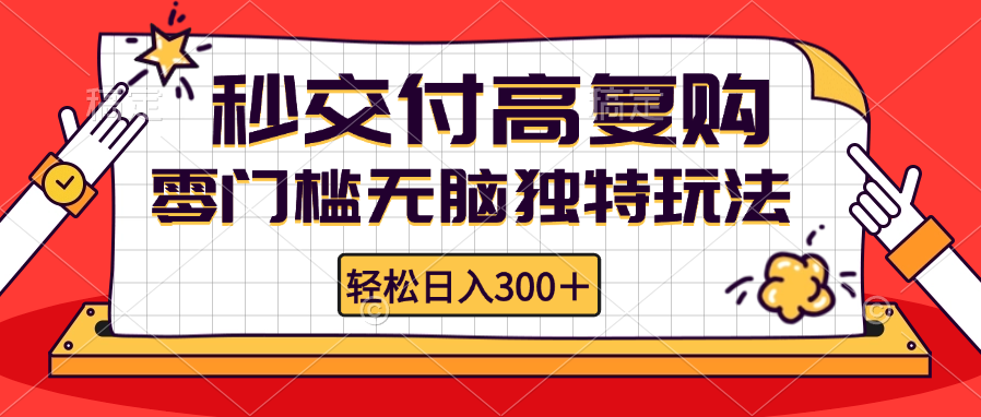 零门槛无脑独特玩法 轻松日入300+秒交付高复购   矩阵无上限_生财有道创业网