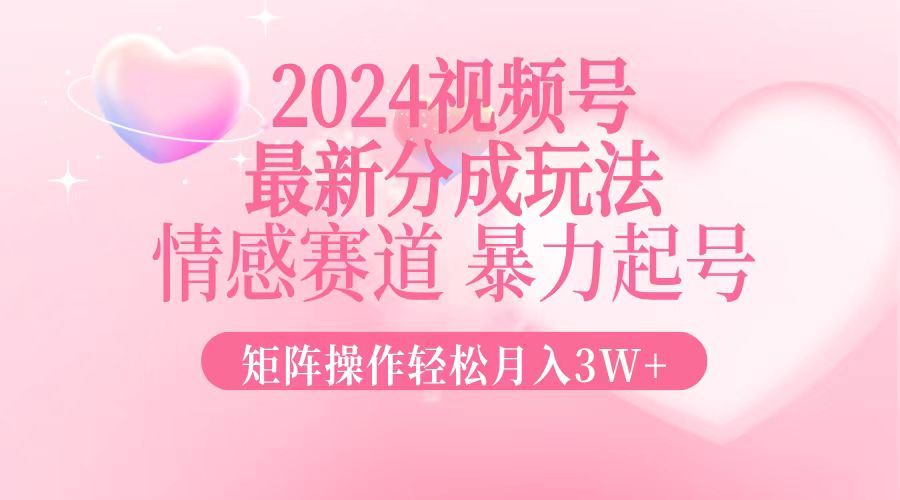 （12922期）2024最新视频号分成玩法，情感赛道，暴力起号，矩阵操作轻松月入3W+_生财有道创业项目网