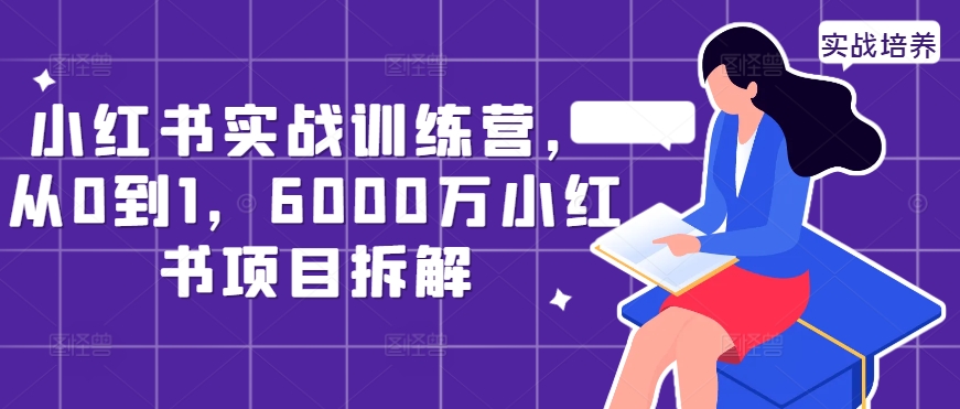 小红书实战训练营，从0到1，6000万小红书项目拆解——生财有道创业项目网