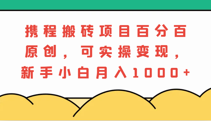 携程搬砖项目，百分百原创，可实操变现，新手小白月入1000+_生财有道创业网