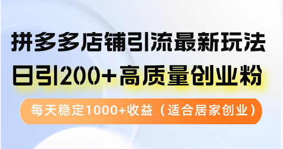 （12893期）拼多多店铺引流最新玩法，日引200+高质量创业粉，每天稳定1000+收益（…_生财有道创业项目网
