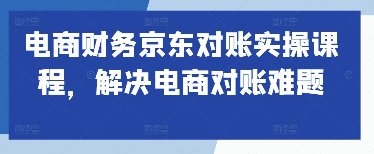 电商财务京东对账实操课程，解决电商对账难题——生财有道创业项目网