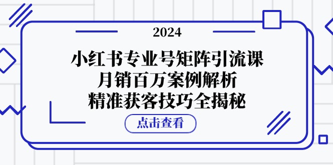 （12943期）小红书专业号矩阵引流课，月销百万案例解析，精准获客技巧全揭秘_生财有道创业项目网