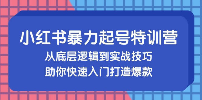 （13003期）小红书暴力起号训练营，从底层逻辑到实战技巧，助你快速入门打造爆款_生财有道创业项目网