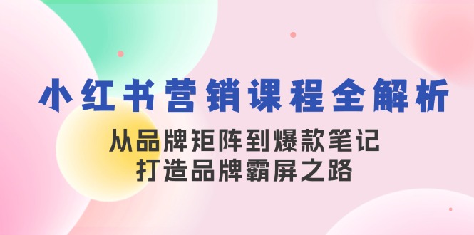 （13017期）小红书营销课程全解析，从品牌矩阵到爆款笔记，打造品牌霸屏之路_生财有道创业项目网
