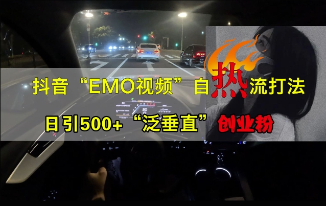 抖音EMO视频自热打法，日引500+“泛垂直”创业粉——生财有道创业项目网