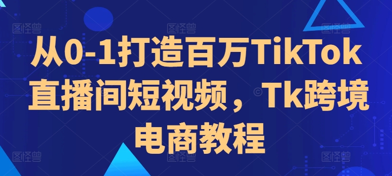 从0-1打造百万TikTok直播间短视频，Tk跨境电商教程——生财有道创业项目网