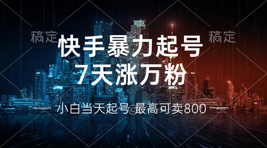 （13142期）快手暴力起号，7天涨万粉，小白当天起号 多种变现方式，账号回收，单月…_生财有道创业项目网