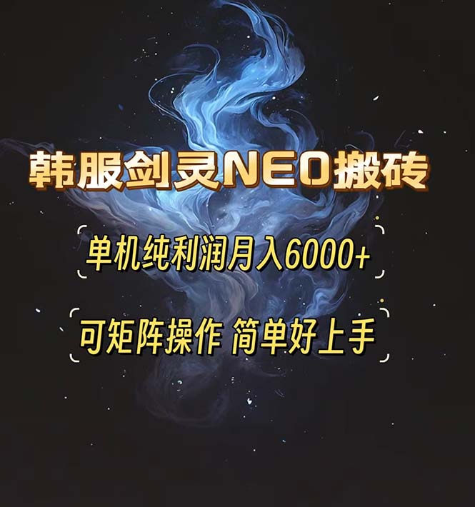 （13435期）韩服剑灵NEO搬砖攻略，单机纯利润月入6000+ 可矩阵操作，简单好上手。_生财有道创业项目网